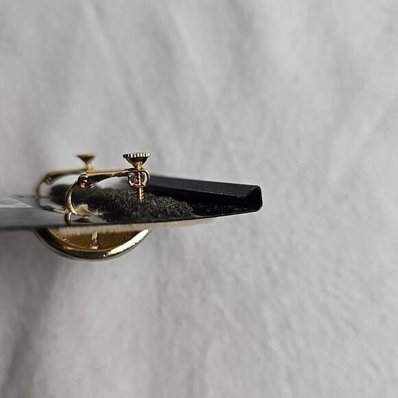 Napier Black Oval & Blue Circles Set of 2 VTG Costume Earrings Screw Clip On - Picture 4 of 11